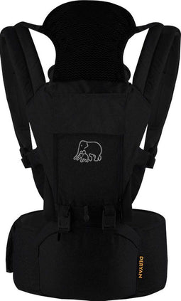 Deryan Pack Luxe Ergonomische Draagzak - Babydrager met Opbergvakjes - Zwart