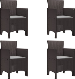vidaXL - Tuinmeubels - met - Kussens - 4 - stuks - Bruin - Poly - Rieten