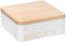 Excellent Houseware Koektrommel Biscuits - wit - 20 x 20 x 8 cm - 1600 ML - bewaarblik met bamboe deksel - metaal