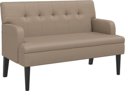 vidaXL - Bankje - met - rugleuning - 112x65,5x75 - cm - kunstleer - cappuccinokleur