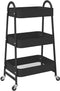 vidaXL - Opbergtrolley - 3-laags - 42x41,5x77 - cm - staal - zwart