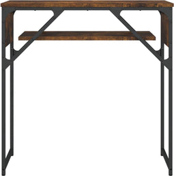 vidaXL - Wandtafel - met - schap - 75x30x75 - cm - bewerkt - hout - gerookt - eiken