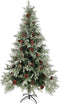 vidaXL - Kerstboom - met - LED - en - dennenappels - 195 - cm - PVC - en - PE - groen - en - wit