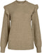 Object Malena L/s Ruffle Pullover - Trui - Bruin - Maat XS