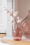 J-Line vaas Fles Terra - glas - roze - small - Ø 18 cm