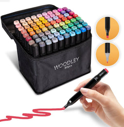 Woodley Twinmarkers - Dubbelzijdige stiften - 80 kleuren - Alcohol markers