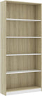 vidaXL - Boekenkast - met - 5 - schappen - 80x24x175cm - bewerkt - hout - wit - en - eiken