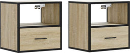 vidaXL - Nachtkastjes - 2 - st - wandgemonteerd - 40x31x39,5cm - sonoma - eikenkleur