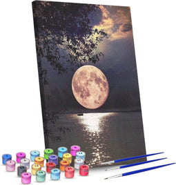 Rubye® Schilderen Op Nummer - Volle Maan - Inclusief Verf en Penselen - 40x50cm