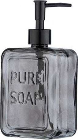 WENKO Zeepdispenser Pure Soap Glas grijs 550ml - Zeeppompje