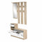 PEILI Gangkast met Scandinavische eik en witte spiegel - L 97 cm