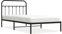 vidaXL - Bedframe - met - hoofdbord - metaal - zwart - 100x200 - cm