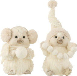 J-Line figuur Pinguin Sneeuwbalen Staand - textiel - ecru - large - 2 stuks