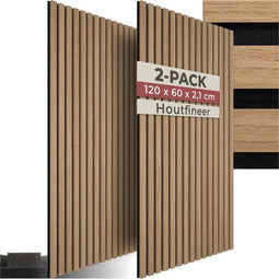 tectake® Akoestische Panelen - Set van 2 - Geluidsisolatie - 60 x 120 cm - Eiken (2 stuks)