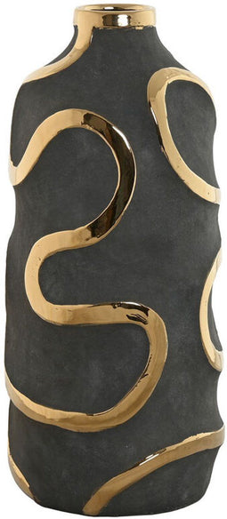 Vaas Home ESPRIT Grijs Gouden Keramiek Abstract Modern 19 x 19 x 45 cm
