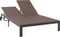 vidaXL - Ligbed - met - Wielen - voor - 2 - Personen - - - Bruin - Poly - Rattan