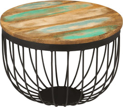 vidaXL - Salontafel - Ø - 50x35 - cm - massief - gerecycled - hout - en - staal