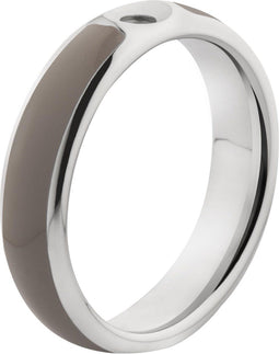 MelanO Twisted Tracy - Ring - 5mm - stainless steel + taupe resin - maat 55
