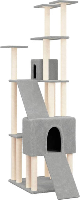 vidaXL - Kattenmeubel - met - sisal - krabpalen - 190 - cm - lichtgrijs