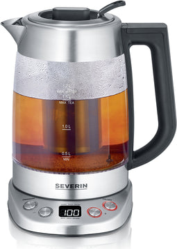 Severin WK 3480 - Glazen Thee- en Waterkoker Deluxe - 3000W 1,7L - Wit