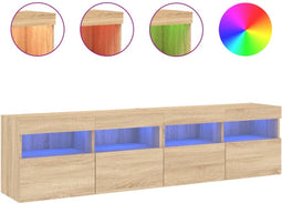 vidaXL - Tv-wandmeubels - met - LED - 2 - st - 80x30x40 - cm - sonoma - eikenkleurig