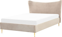 CHALEIX - Tweepersoonsbed - Taupe - 140 x 200 cm - Fluweel