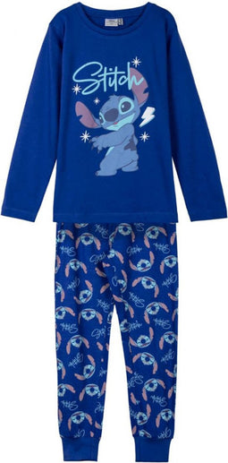 Disney Stitch Pyjama - Donkerblauw - 100% Katoen. Maat 110/116 cm - 5/6 jaar
