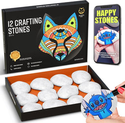 NAPI Happy Stones - Stenen Schilderen - 12 Witte Keien 4-8cm