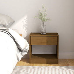 vidaXL - Nachtkastje - 40x31x40 - cm - massief - grenenhout - honingbruin
