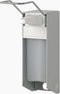 ingo-man® ELS 26 A/25, dispenser voor vloeibare zepen en desinfectiemiddelen, voor 500 ml standaard Euroflessen, lange bedieningshendel, geanodiseerd aluminium, mat zilver, verwisselbare 25 ml roestvrijstalen pomp met rechte aanzuigslang