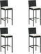 vidaXL - Tuinbarkrukken - met - kussens - 4 - st - poly - rattan - zwart