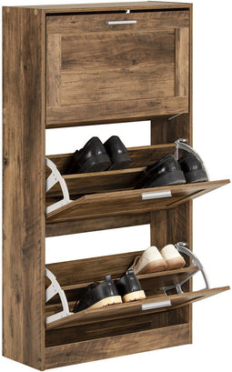 SoBuy FSR137-L-F - Schoenenkast - 3 Kleppen - Bruin