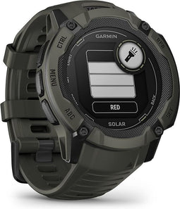 Garmin Instinct 2X Solar 50 mm groen met een groen siliconen polsband