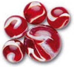 Haan kleintje knikkers 21x stuks - buitenspeelgoed - knikkeren - rood mix - glas