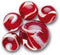 Haan kleintje knikkers 21x stuks - buitenspeelgoed - knikkeren - rood mix - glas
