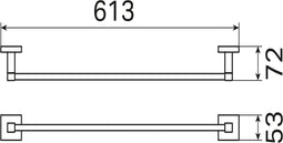 Haceka Mezzo Enkele Handdoekhouder 60,7x7,2x5,3 cm RVS-Look