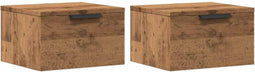 vidaXL - Nachtkastjes - 2 - st - wandgemonteerd - 34x30x20 - cm - artisanaal - eiken
