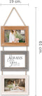 HAES DECO - Houten Multi Fotolijst Nancy in de vintage kleuren bruin, grijs en wit voor 3 foto's 10x15 (formaat 19 x 61 cm) - MP132