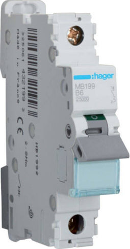 Hager MB199 MB199 Zekeringautomaat 1-fasig 1-polig 6 A 230 V, 400 V