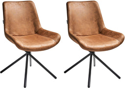 HAILEY - Eetkamerstoel set van 2 - Goudbruin - Kunstsuède