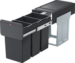 Hailo 0310-300 EcoLine Design Trio L Inbouwafvalemmer 3x10L Met 3 Compartimenten Zwart