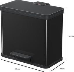 Hailo Öko Duo Plus L Prullenbak - 17L + 9L - Zwart
