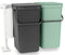 Brabantia Sort & Go - Inbouw Prullenbak - 2 x 16 liter - Jade Green/Grey (2 stuks)