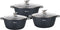Hakal premium Pannenset - Kookpannen Braadpan Inductie 6-delig - Anti-aanbaklaag - koudgrepen Ø 20, 24 & 28 cm - Zwart