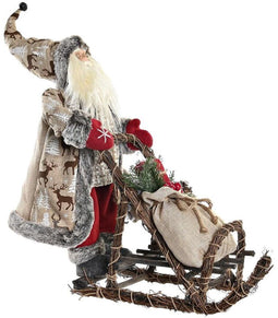 Kerstversiering DKD Home Decor Hout Polyester Kerstman (42 x 22 x 48 cm)