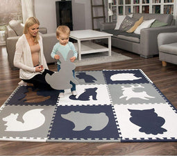 Hakuna Matte Stijlvolle Speelmat Baby (1,8x1,8 m Bos) - 9 XXL panelen van elk 60x60cm - 20% dikkere en zachtere puzzelmat baby - Niet-giftige, geurloze, gemakkelijk te onderhouden speelkleed baby - Plasticvrije verpakking