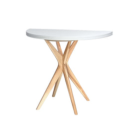 Half ronde tafel Jubi uitschuifbaar, essenhout, wit