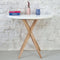 Half ronde tafel Jubi uitschuifbaar, essenhout, wit