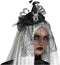 Halloween heksenhoed - mini hoedje op diadeem - one size - zwart/zilver - meisjes/dames - verkleed accessoires