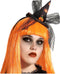 Halloween heksenhoed - mini hoedje op diadeem - one size - zwart/oranje - meisjes/dames - verkleed accessoires